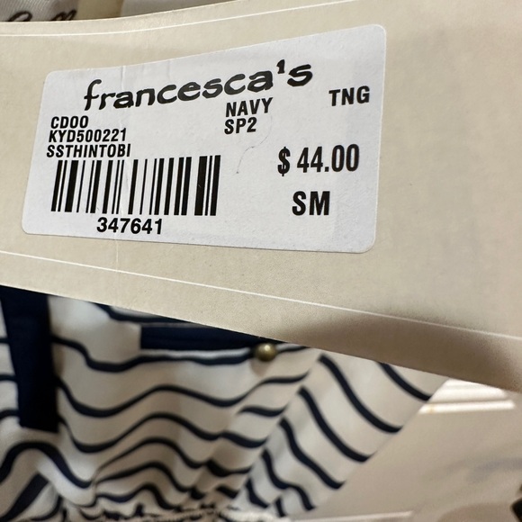 Francesca’s Size Small Navy and White Stripe Dress NWT - Picture 4 of 4